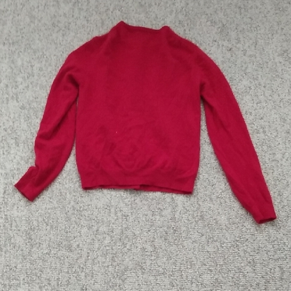 TSE 100% Cashmere Crew Neck Cardigan Sweater Deep Red - Picture 6 of 10